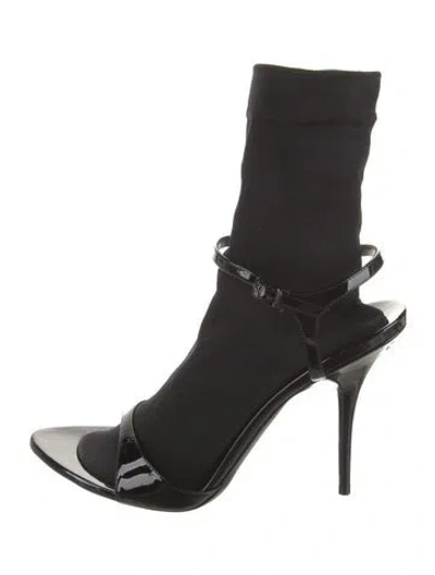Pre-owned Balenciaga Leather Trim Embellishment Sock Boots In Black