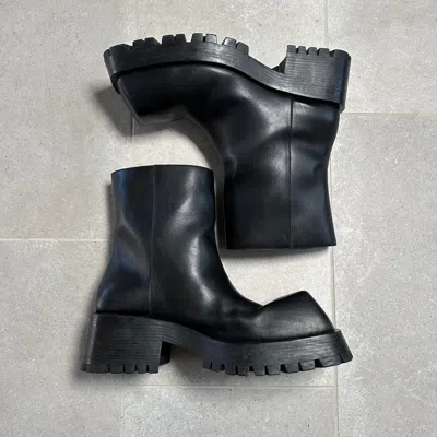 Pre-owned Balenciaga Leather Trooper Boots In Black