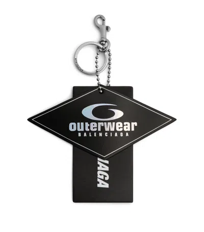 Balenciaga Leather Two Tag Keyring In Gray