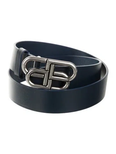Pre-owned Balenciaga Leather Waist Belt W/ Tags In Blue