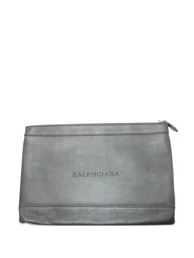 Pre-owned Balenciaga Leather Wallet In Gray