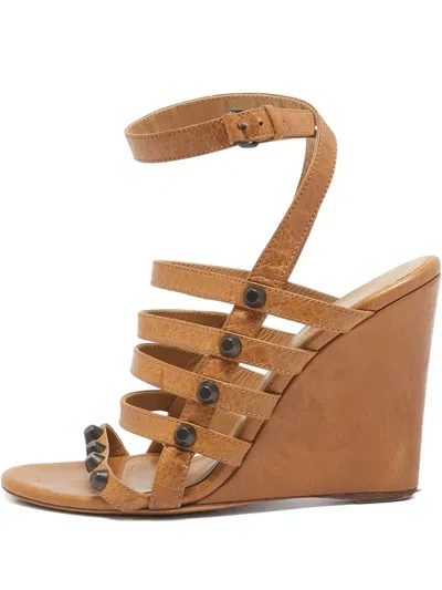 Pre-owned Balenciaga Leather Wedge Sandals
