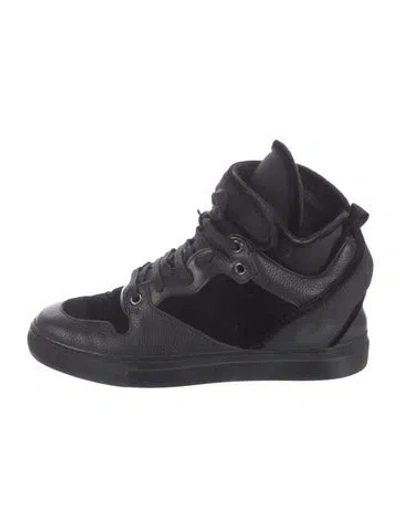 Pre-owned Balenciaga Leather Wedge Sneakers In Black
