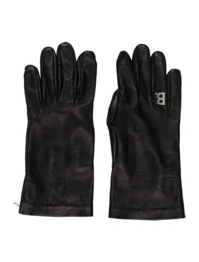 Pre-owned Balenciaga Leather Winter Gloves In Black