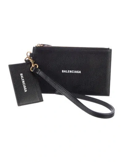 Pre-owned Balenciaga Leather Wristlet In Black