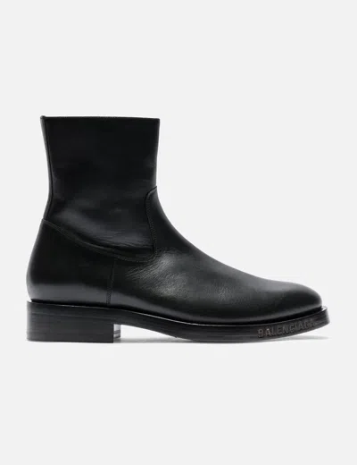Balenciaga Leather Zipper Boots In Black