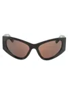 Balenciaga Womens Bb0328s Rectangular-frame Acetate Sunglasses Brown In Black