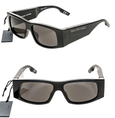 Pre-owned Balenciaga Led Logo Frame 0100 Black Fashion Unisex Sunglasses Bb0100s 001 In Gray