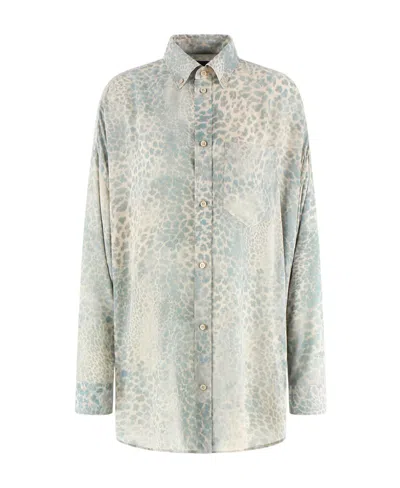 Balenciaga Leo Bleached Oversized Shirt In White