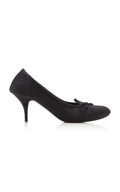 Balenciaga Leopald Satin Ballet Pumps In Black