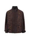 Balenciaga Crepe De Chine Full-zip Jacket With Leopard Print In Brown