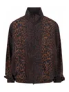 Balenciaga Crepe De Chine Full-zip Jacket With Leopard Print In Brown
