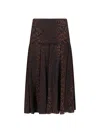 Balenciaga Godet-panelled Silk-crepe Midi Skirt In Brown