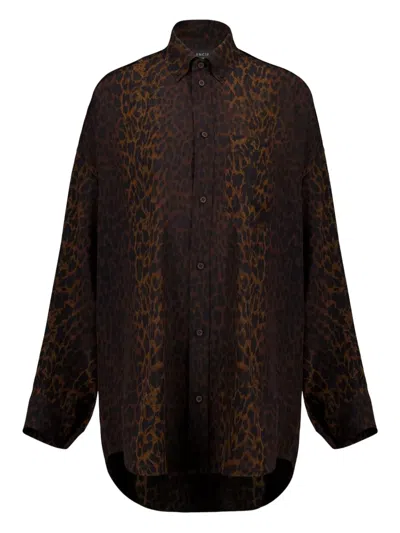 Balenciaga Tracksuit-style Silk-crepe Blouse In Brown