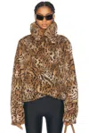 Balenciaga Leopard Shrunk Faux Fur Jacket In Beige