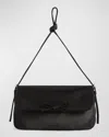 Balenciaga Leopolda Distressed Satin Pochette Shoulder Bag In 1000 Black