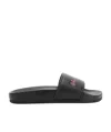Balenciaga Smooth Rubber Logo Pool Sliders In Black