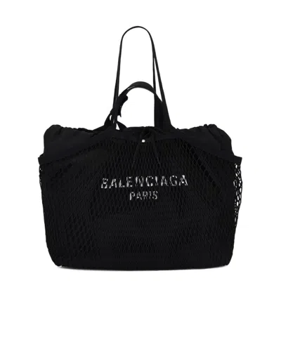 Balenciaga Letter Pattern Shoulder Bag In Black