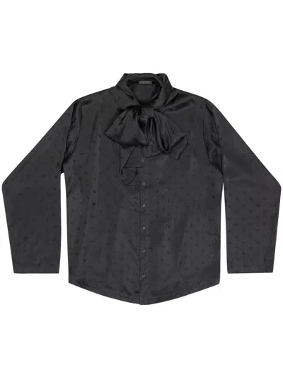 Balenciaga Long-sleeve Hooded Blouse In Black