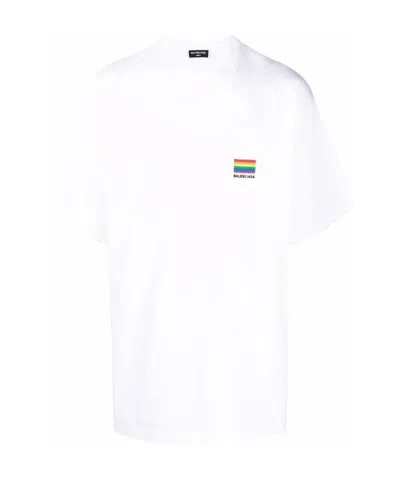 Balenciaga Lgbtq Logo T-shirt In White