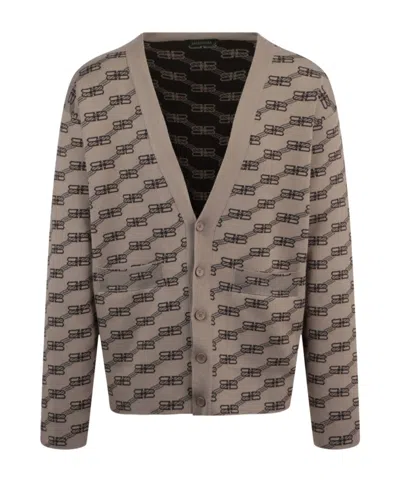 Balenciaga Licence V-neck Cardigan In Brown