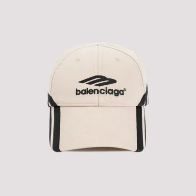 BALENCIAGA LIGHT BEIGE BLACK 3B BAL COTTON CAP