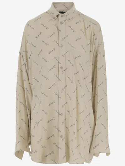 BALENCIAGA LIGHT BEIGE PRINTED SHIRT