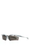 Balenciaga Light Blue Acetate Turbo Rectangle Sunglasses In Gray