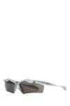 Balenciaga Light Blue Acetate Turbo Rectangle Sunglasses In Gray