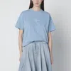 Balenciaga Womens Marine Logo-embroidered Relaxed-fit Cotton T-shirt In Blue