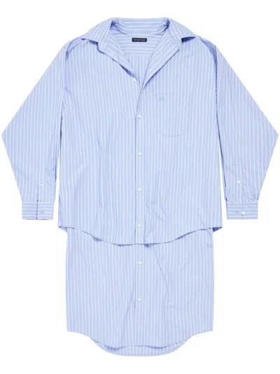 BALENCIAGA LIGHT BLUE CLASSIC LAYERED SHIRT DRESS