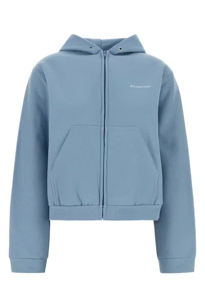 Balenciaga Women Light Blue Cotton Sweatshirt
