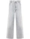Balenciaga Light Blue Cotton Washed Denim Logo Pants In Light Blue