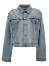 Balenciaga Short Denim Jacket From Bb Motel In Light Blue