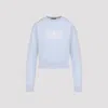 Balenciaga Logo-jacquard Cropped Sweater In Wool Blend In Blue