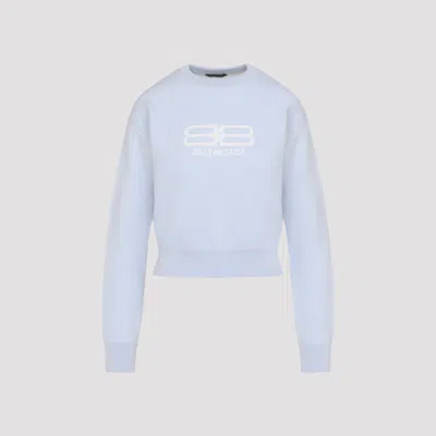 BALENCIAGA BALENCIAGA LIGHT BLUE CROPPED WOOL PULLOVER