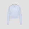 Balenciaga Light Blue Cropped Wool Pullover In Blue