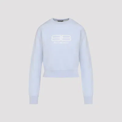 Balenciaga Light Blue Cropped Wool Pullover