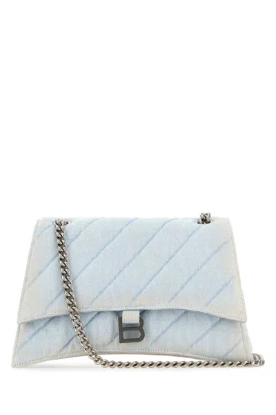 BALENCIAGA LIGHT-BLUE CRUSH M SHOULDER BAG