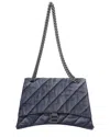 Balenciaga Light Blue Denim Crush Medium Chain Bag (authentic Pre-loved) In Blue