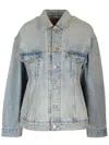 Balenciaga Women's Denim Hourglass Jacket In Blue