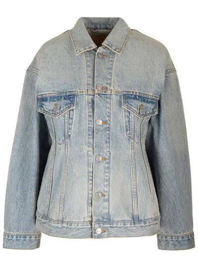 BALENCIAGA LIGHT BLUE DENIM HOURGLASS JACKET