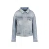 Balenciaga Standing Collar Denim Jacket In Blue