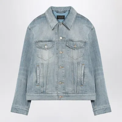 Balenciaga Light Blue Denim Jacket In Multi