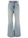 Balenciaga Light Blue Flared Jeans With Logo Patch At The Back In Cotton Denim Woman In Light Blue