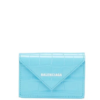 Pre-owned Balenciaga Light Blue Leather Wallet (tri-fold) ()