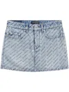 Balenciaga Denim Mini Skirt With Logos In Light Blue
