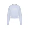 Balenciaga Logo-jacquard Cropped Sweater In Wool Blend In Blue
