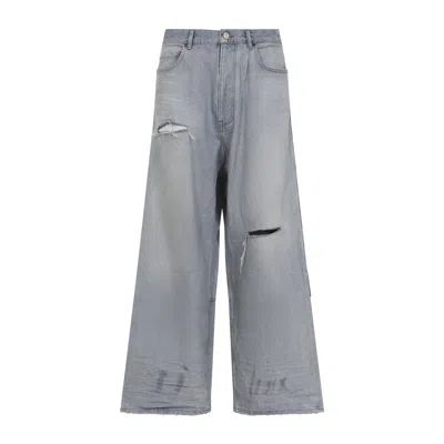Balenciaga Light Blue Minimal Baggy Cotton Pants In Multi
