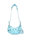 Balenciaga Leather Cagole Shoulder Bag With Studded Detail In Blue